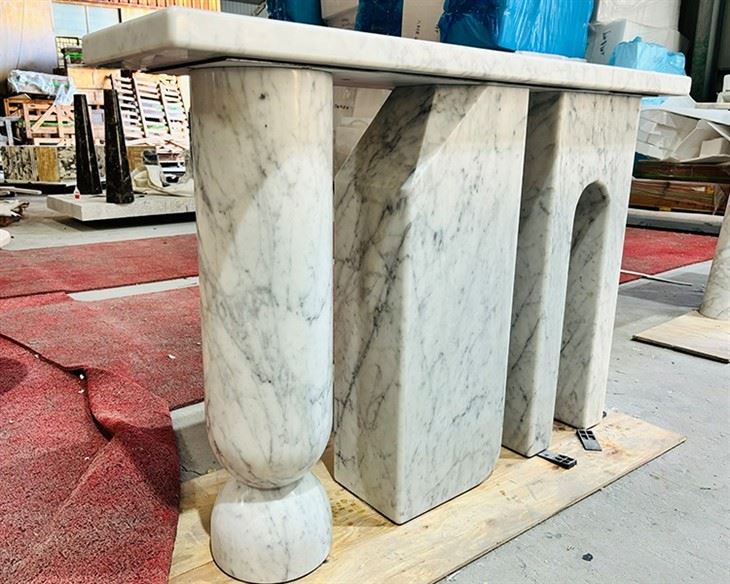 white marble console table